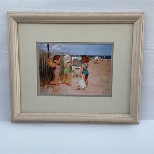 Framed Print "Lazy Days" Beach Scene Art - Beige Color, Unbranded Brand